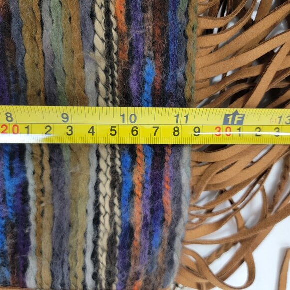 2 Chic Luxe Boho Fringe Crossbody Bag Wool Blend Suede Trim 11"x8" - Picture 12 of 12